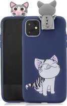 Voor iPhone 11 Cartoon schokbestendige TPU beschermhoes met houder (kat)