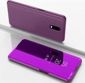 Voor OnePlus 7 Plating Spiegel Horizontaal Flip Leer met Beugel Holster (Paars)
