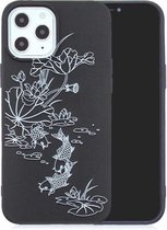 Voor iPhone 12 Pro Max Painted Pattern Soft TPU Case (Lotus Pond)