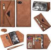 Voor iPhone 7 Plus / 8 Plus Skin Feel Rits Horizontale Flip Leren Case met Houder & Kaartsleuven & Fotolijst & Lanyard & Lang Touw (Bruin)