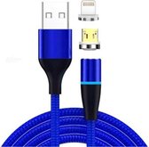 2 in 1 3A USB naar 8-pins + Micro USB Snel opladen + 480 Mbps Datatransmissie Mobiele telefoon Magnetische zuigkracht Snel opladen Datakabel, kabellengte: 2 m (blauw)