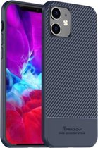 Voor iPhone 12/12 Pro iPAKY Carbon Fiber Texture Soft TPU Case (blauw)