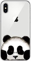 Voor iPhone X / XS gekleurd tekeningpatroon zeer transparant TPU beschermhoes (panda)