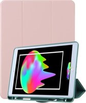 Voor iPad mini 5 / mini 4/3/2/1 Honingraatventilatie Opvouwbare Vervorming Horizontale Flip PU-lederen hoes met 3-vouwbare houder & pennensleuf & Smart Sleep / Wake-up (roze)