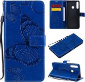 Voor Huawei Y6P 3D vlinders reliëf patroon horizontaal flip lederen tas met houder & kaartsleuf & portemonnee (blauw)