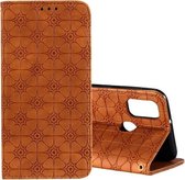 Voor Samsung Galaxy M30s / M21 Lucky Flowers Embossing Pattern Magnetische Horizontale Flip Leather Case met houder & kaartsleuven (bruin)