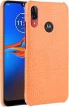 Voor Motorola Moto E6 Plus schokbestendige krokodiltextuur pc + PU-hoes (oranje)