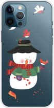 Trendy Cute Christmas Patterned Case Clear TPU Cover Phone Cases Voor iPhone 12/12 Por (Birdie Snowman)