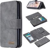 Afneembare Frosted Magnetische Horizontale Flip Leren Case met Kaartsleuven & Houder & Rits Portemonnee & Fotolijst Voor iPhone XS Max (Grijs)