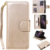 Voor iPhone 11 Pro Max vrouw en kat reliëf horizontale flip lederen tas, met portemonnee en houder & kaartsleuven & fotolijst & spiegel & lanyard (goud)