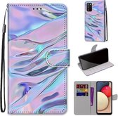 Voor Samsung Galaxy A02s / M02s Gekleurde Tekening Cross Texture Horizontale Flip PU Leather Case met Houder & Kaartsleuven & Portemonnee & Lanyard (Fluorescerende Watertextuur)