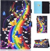 Voor Kindle Fire HD10 Horizontaal TPU Geschilderd Plat Feather Case Antislipstrip met Slaapfunctie & Pen Cover & Kaartsleuf & Houder (Muziek Vlinder)