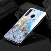 Voor Galaxy A21 Marble Pattern Soft TPU beschermhoes (zeeblauw)