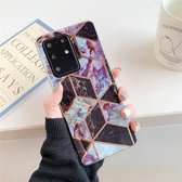 Voor Galaxy A51 Plating Kleurrijk Geometrisch Patroon Mozaïek Marmer TPU Mobiele Telefoon Case (Zwart PJ6)