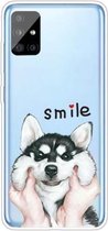 Voor Samsung Galaxy A31 Gekleurd tekeningpatroon Zeer transparant TPU beschermhoes (Pinch Dog)