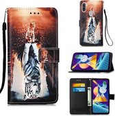 Voor Galaxy A11 / M11 Schilderen Horizontale Flip Leren Case met Houder & Kaartsleuf & Portemonnee & Lanyard (Kat en Tijger)