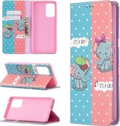 Voor Samsung Galaxy A72 5G Gekleurde Tekening Patroon Onzichtbare Magnetische Horizontale Flip PU Lederen Case met Houder & Kaartsleuven & Portemonnee (Olifant)