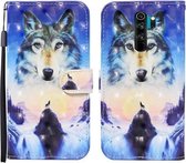 Voor Xiaomi Redmi Note 8 Pro 3D Geschilderd Patroon Horizontale Flip Leren Case met Houder & Portemonnee & Kaartsleuf & Lanyard (Sunrise Wolf)