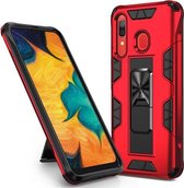 Voor Samsung Galaxy A30 / A20 Soldier Armor schokbestendig TPU + pc magnetische beschermhoes met houder (rood)