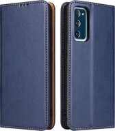 Voor Samsung Galaxy S20 FE Fierre Shann PU lederen textuur horizontale flip lederen tas met houder & kaartsleuven & portemonnee (blauw)