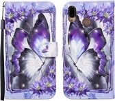 Voor Huawei P20 lite 3D Geschilderd Patroon Horizontale Flip Leren Case met Houder & Portemonnee & Kaartsleuf & Lanyard (Paarse Bloem Vlinder)