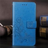 Voor Huawei Mate 30 Pro Lucky Clover Pressed Flowers Pattern Leather Case met houder & kaartsleuven & portemonnee & draagriem (blauw)