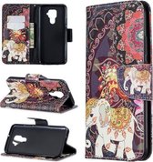 Voor Huawei Mate 30 Lite Patroon Gekleurde Tekening Horizontale Flip Leren Case met Houder & Kaartsleuven & Portemonnee (Bloem Olifant)