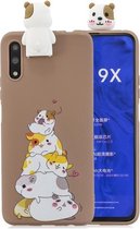 Voor Huawei Honor 9X Cartoon schokbestendige TPU beschermhoes met houder (hamsters)