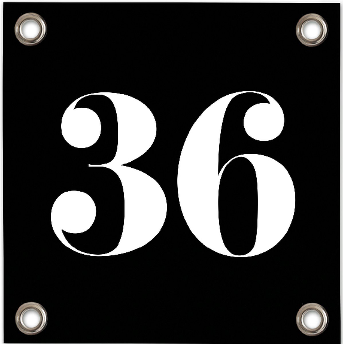 Huisnummer 36 zwart - Huisnummers - PVC- Vinyl- Zeildoek - 30x30cm