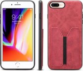 PU + TPU beschermhoes met kaartsleuven voor iPhone 7 Plus / 8 Plus (rood)