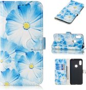 Gekleurde tekening marmer patroon horizontale flip PU lederen tas met houder & kaartsleuven & portemonnee voor Xiaomi Redmi Note 6 Pro (orchidee)