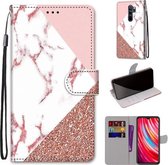 Voor Xiaomi Redmi Note 8 Pro Gekleurde Tekening Cross Textuur Horizontale Flip PU Lederen Case met Houder & Kaartsleuven & Portemonnee & Lanyard (Poeder Steen Textuur)