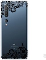 Voor Xiaomi Mi 10 5G schokbestendig geverfd transparant TPU beschermhoes (kanten bloem)