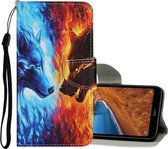 Voor Xiaomi Redmi 7A Gekleurd tekeningpatroon Horizontale lederen flip-hoes met houder & kaartsleuven & portemonnee (Flame Wolf)