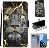 Voor Xiaomi Redmi Note 9 4G / 9 Power Gekleurde Tekening Cross Texture Horizontale Flip PU Leather Case met Houder & Kaartsleuven & Portemonnee & Lanyard (Fission Lion)