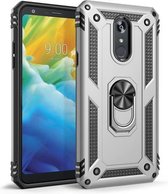 Armor Shockproof TPU + PC beschermhoes voor LG Stylo 5, met 360 graden rotatiehouder (zilver)