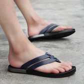 Microfiber leer effen kleur lichtgewicht antislip slijtvaste slippers voor mannen (kleur: donkerblauw maat: 39)