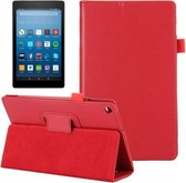 Voor Amazon Kindle Fire HD8 (2017) Litchi Texture Horizontale Flip lederen tas met houder (rood)