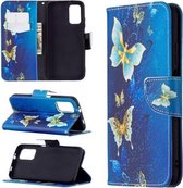 Voor Xiaomi Foco M3 Gekleurde Tekening Patroon Horizontale Flip Leren Case met Houder & Kaartsleuven & Portemonnee (Blauwe Vlinder)