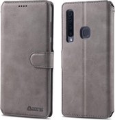 Voor Galaxy A9 2018 AZNS Kalfs Textuur Magnetische Horizontale Flip PU Lederen Case met Houder & Kaartsleuven & Fotolijst (Grijs)