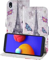 Voor Samsung Galaxy A01 Core 3D-schilderijpatroon Gekleurde tekening Horizontale flip PU-lederen hoes met houder & kaartsleuven & portemonnee & lanyard (Eiffeltoren)