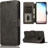 Voor Samsung Galaxy S10 Kalf Textuur Magnetische Gesp Horizontale Flip Leren Case met Houder & Kaartsleuven & Portemonnee & Fotolijst (Zwart)