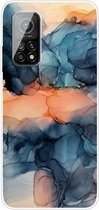 Voor Geschikt voor Xiaomi Mi 10T 5G / 10T Pro 5G marmeren patroon schokbestendige TPU beschermhoes (abstract blauw)