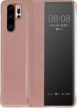 Litchi Texture PC + PU horizontale flip-hoes voor Huawei P30 Pro, met Touch Call Display ID & Sleep / Wake-up-functie (roze)