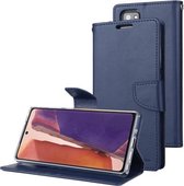 Voor Samsung Galaxy Note20 Ultra GOOSPERY Bravo Diary Crazy Horse Texture Horizontale Flip lederen tas met beugel & kaartsleuf & portemonnee (marineblauw)