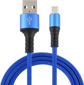 2A USB naar Micro USB gevlochten datakabel, kabellengte: 1m (blauw)