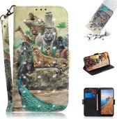 3D-schilderijpatroon Gekleurde tekening Horizontale lederen flip-hoes voor Xiaomi Redmi Note 7 / Note 7S, met houder & kaartsleuven en portemonnee (dierentuin)