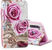 Voor Redmi Note 8 Gekleurde Tekening Patroon Horizontale Flip PU Lederen Case met Houder & Kaartsleuven & Portemonnee & Lanyard (Rose Tower)