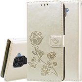 Voor Geschikt voor Xiaomi Redmi Note 9 Rose reliëf horizontale flip PU lederen tas met houder & kaartsleuven & portemonnee (goud)
