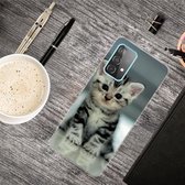 Voor Samsung Galaxy A32 5G schokbestendig geverfd transparant TPU beschermhoes (zittende kat)